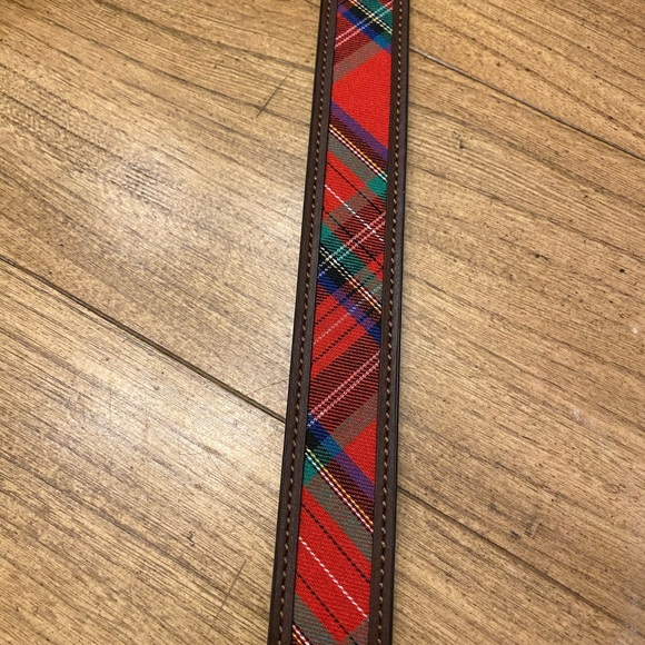 Crown & Ivy brown leather tartan plaid belt Youth Large s 4-6 Christmas - Picture 3 of 7